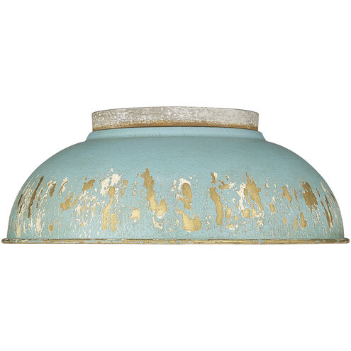 Kinsley 2 Light 14 inch Aged Galvanized Steel Flush Mount Ceiling Light in Antique Teal